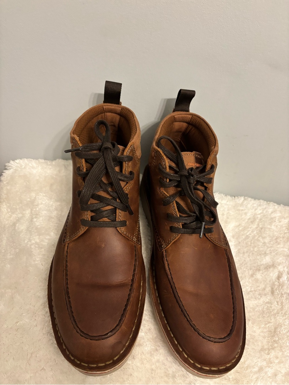 Clarks Brown Leather Chukka Lace-Up Boots